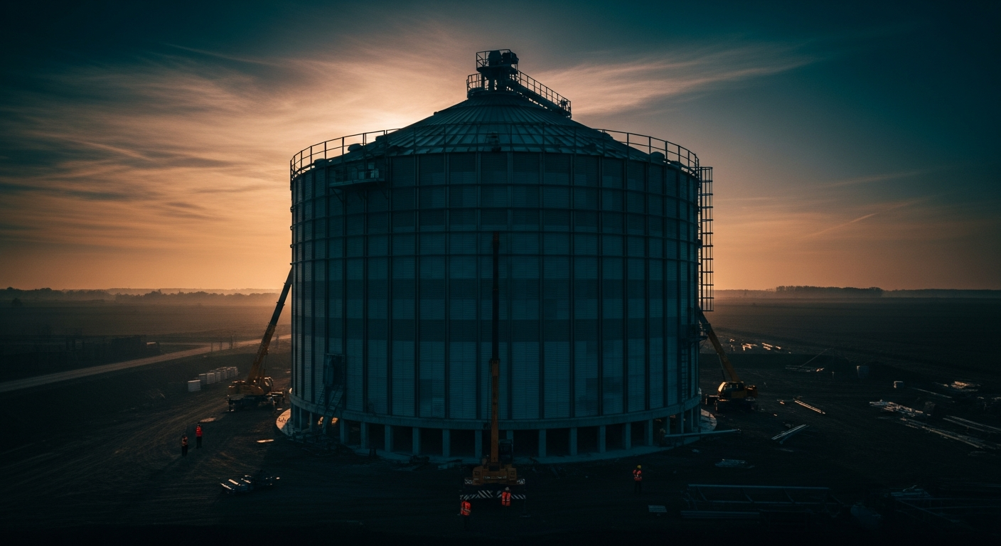 Монтаж комерційного силосу 5000 тонн методом підрощування jacking — бригада FERRON